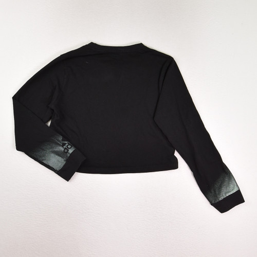 Women's Black Cropped Activewear Shirt, Size S