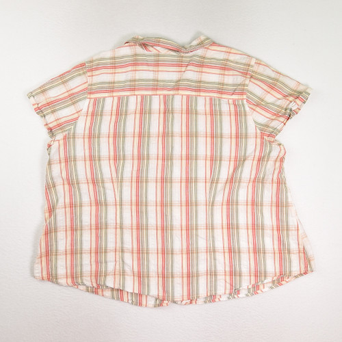 Women's Peach & Green Plaid Blouse, Size 26/28W