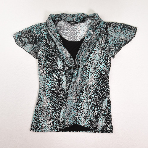 This is an all-in-one knit shirt with blouse, size S, by Elementz.