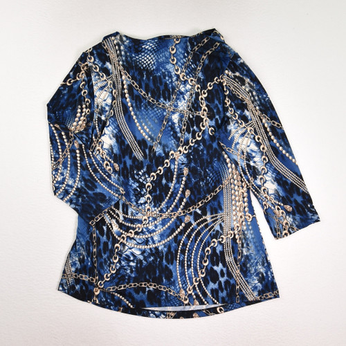 Women's Blue Silky Shirt, Size M