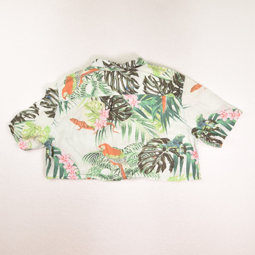 Women's Cropped Blouse with Jungle Print, Size L