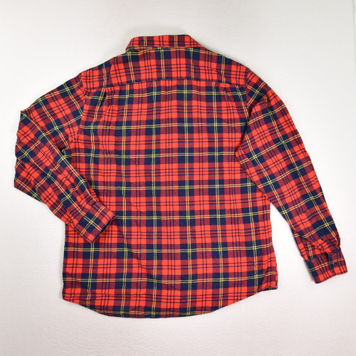 Men's Red and Blue Plaid Flannel Shirt, Size XL