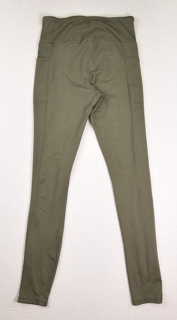 Women's Olive Green Leggings with Pockets, Size S