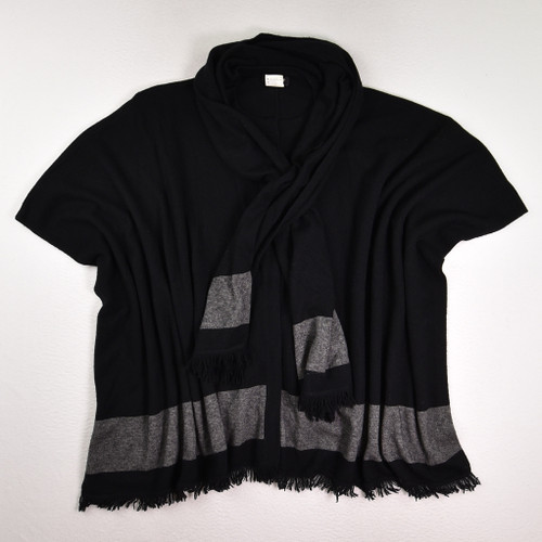 This grey and black wool and cashmere sweater cape is one size fits most, by Repeat.