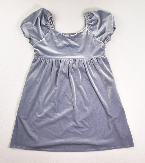 This is an ice blue velvet baby doll dress, size XL, by Walking on Sunshine.