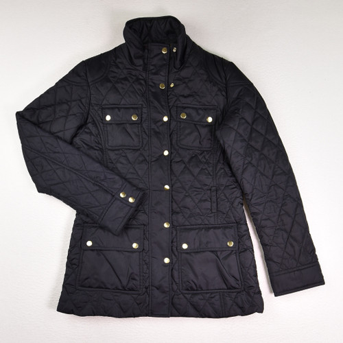 This is a black, quilted coat by Banana Republic, Size M.