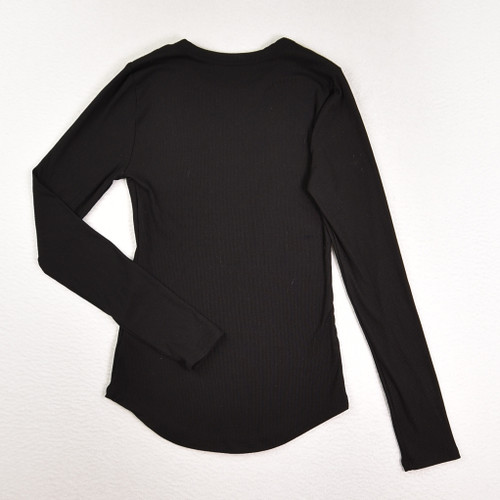 Women's Black Rib Knit Shirt, Size XS