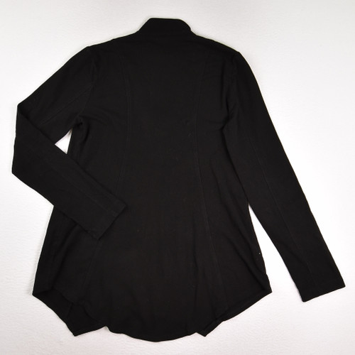 Women's Black Zip Front Long Knit Jacket, Size S