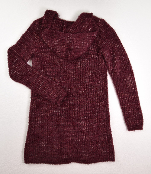 Women's Burgundy Hooded Cardigan, Size S
