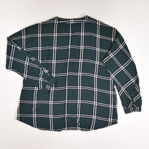 Women's Teal and Grey Plaid Blouse, Size S