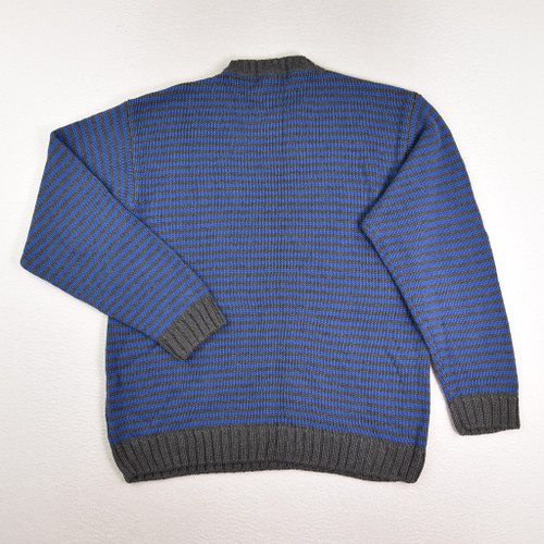 Men's Blue & Grey Stripe Cotton Sweater by Eddie Bauer, Size M