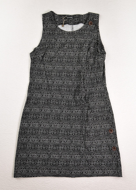 This is a black & white geometric pattern cotton sundress by Clandestino, Size S.