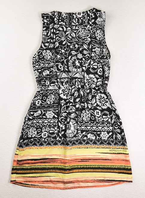 Women's Silky Sleeveless Black & White Dress, Size M