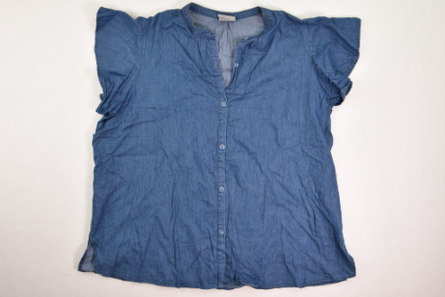Women's Blue Cotton Laurie Felt Short Sleeved Blouse Size Large