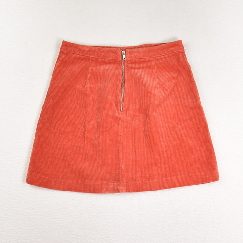 Women's Short Orange Corduroy Skirt, Size S