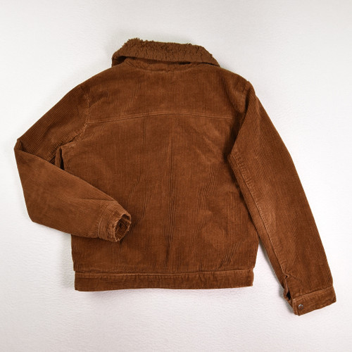 Women's Fleece Lined Brown Corduroy Jacket, Size M
