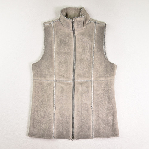 This is a grey, faux fur vest by Pete & Greta, Johnny Was, Women's Size S.