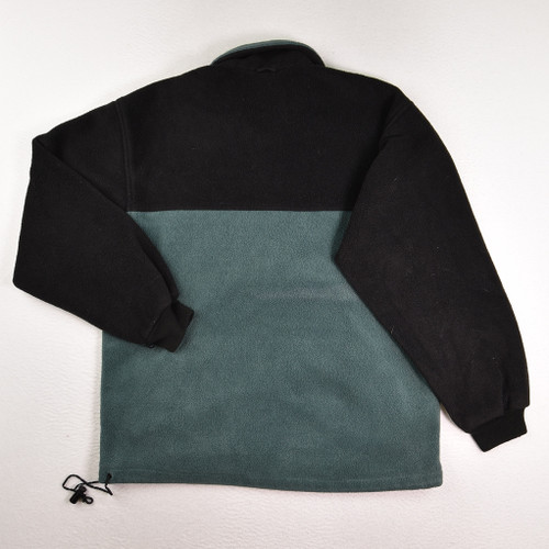Men's Green & Black Polar Fleece Zip Front Jacket, Size S