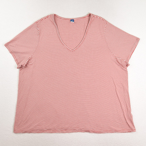 This is a women's peach and white stripe knit shirt by Old Navy, Size XXL.