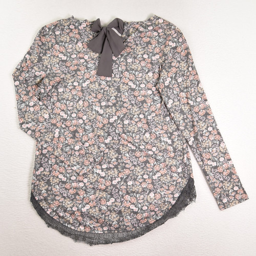 Women's Grey Floral Knit Shirt by Lauren Conrad, Size S