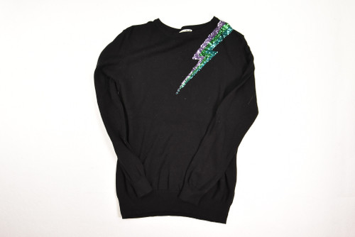 Women's Sugar Hill Size 8 Black Long Sleeve Sweater With Sequins