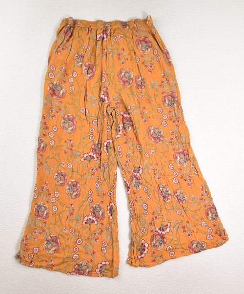 Women's Gold Floral Summery Pants, Size M