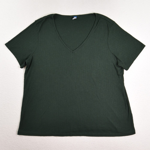 This is a dark green, v-neck short sleeve shirt by Old Navy, Size L.