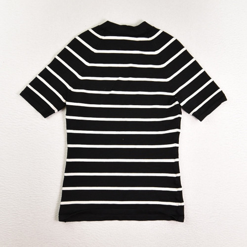 Women's Black and White Stripe Knit Shirt by White House Black Market, Size XXS