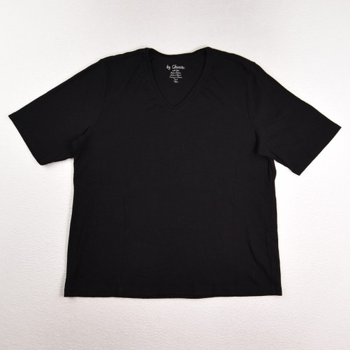 This is a Women's Black Short Sleeve T-Shirt by Chico's, Size 3.