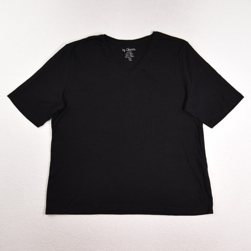 This is a Women's Black Short Sleeve T-Shirt by Chico's, Size 3.