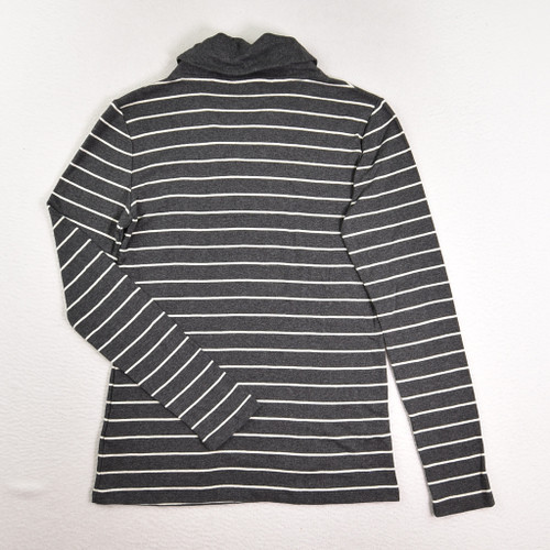 Women's Grey & White Stripe Knit Shirt, Size S