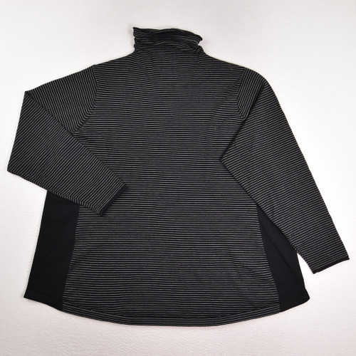 This is a Women's Black & Grey Stripe Knit Shirt by Duluth Trading, Size 3X.