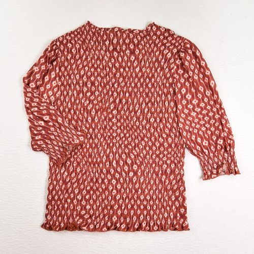 Women's Rust Color Smocked Shirt by Time & Tru, Size XS