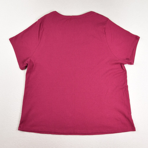 Women's Pink Rib Knit Short Sleeve Shirt by Dip, Size 3X