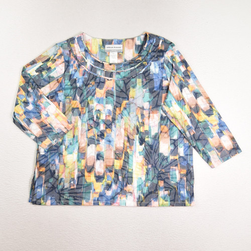 This is a Women's Multi-Color Knit Shirt by Alfred Dunner Petite, Size PM.
