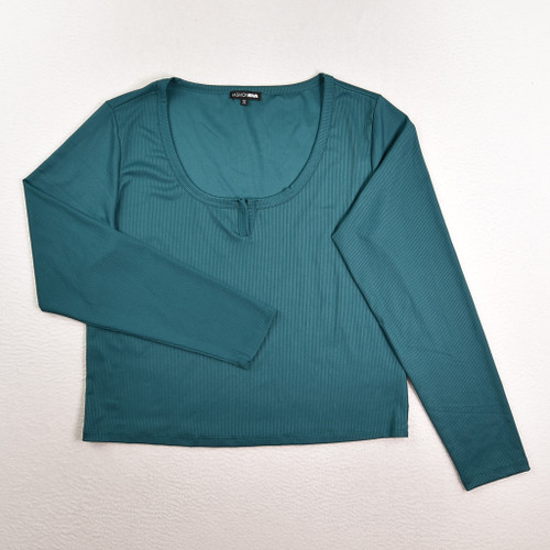 This is a teal, long sleeve knit shirt by Fashion Nova, Size 2X.