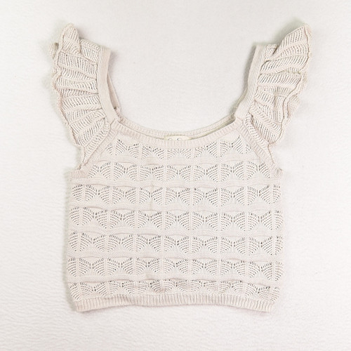 This is a cream, crochet style cropped sweater by Jessica Simpson, Size M.