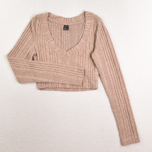 This is a Women's Soft V-Neck Cropped Sweater by Shein, Size XS.