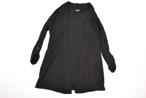 Women's Express Black Cotton Cardigan Sweater 3/4 Length Sleeves Size Small