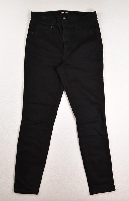 This is a pair of black high-rise skinny fit jeans from Kirkland, Size 10.