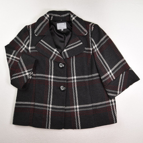 This is a Women's Charcoal Plaid Wool Jacket by Classiques Entier, Size 20W.