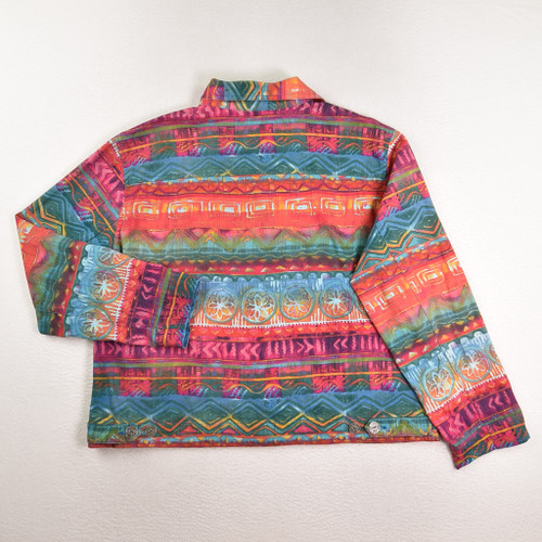 Women's Multi-Color Cotton Jacket by Chico's Design, Size 3