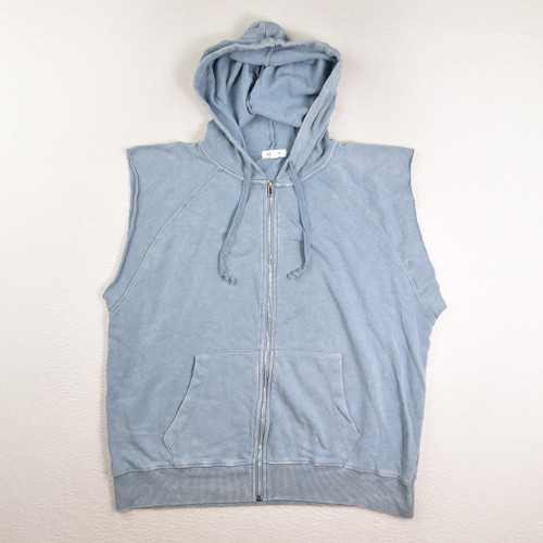 This is a Women's Light Blue Sleeveless Hoodie by Stitch & Pine, Size L.