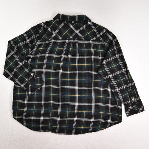 Women's Green & Black Plaid Flannel Shirt by Well Worn, Size XL
