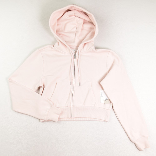 This is a Women's Pink Cropped Zip Front Sweatshirt by BP, Size M.