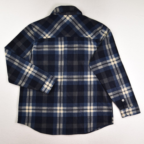 Men's Blue Plaid Polar Fleece Shirt by Freedom Foundry, Size L