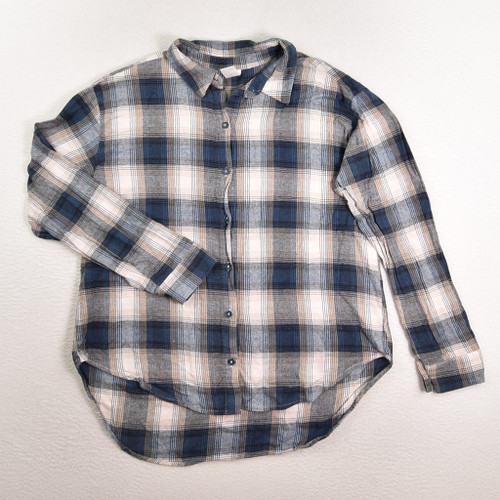 This is a Women's Blue Plaid Flannel Shirt by Abound, Size M.