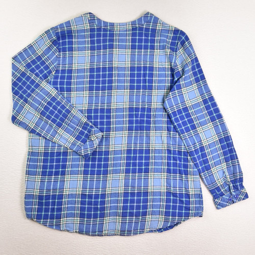 Women's Blue Plaid Flannel Shirt by Blair, Size L