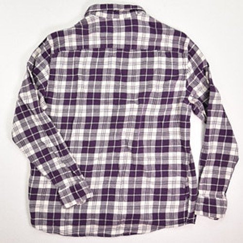 Women's Purple Plaid Cotton Flannel Shirt Size M