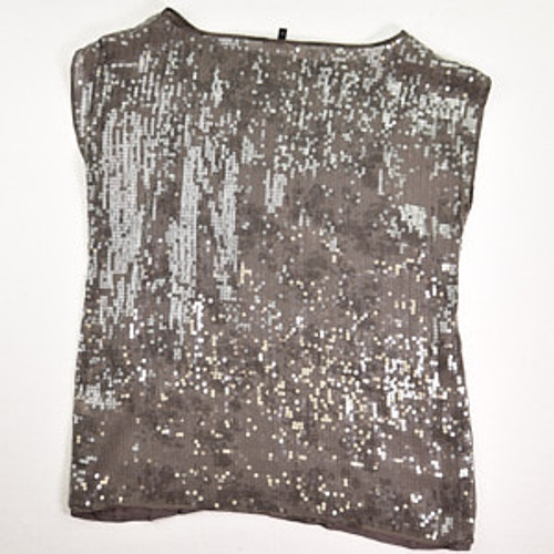 Women's  Gray Sheer Lined Sequined Shirt, Size M